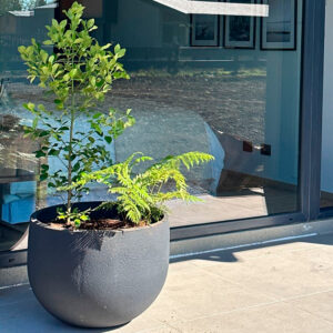 Macetero Rústico Redondo Grís Oscuro